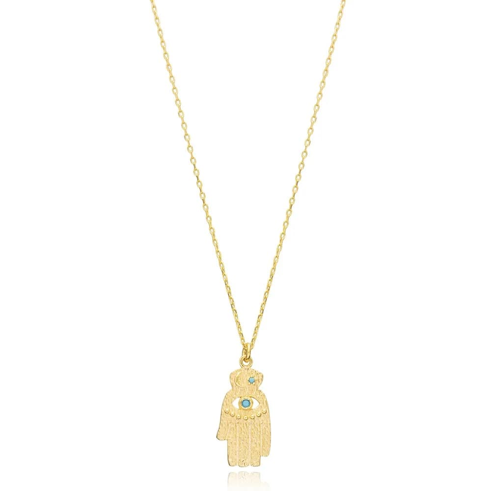 Turquoise Hamsa Shape Silver Jewelry Wholesale Necklace