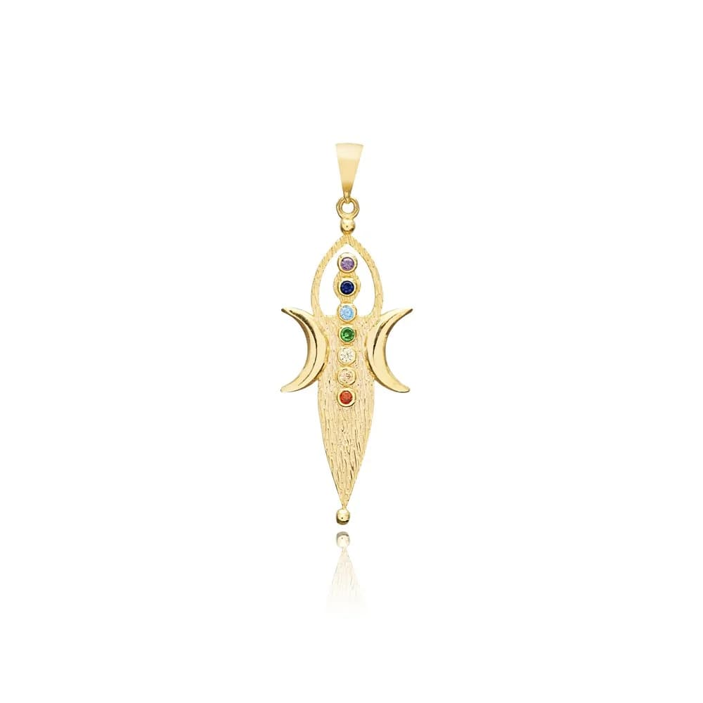 Mother Earth Body Chakras Mix CZ Silver Charm Jewelry