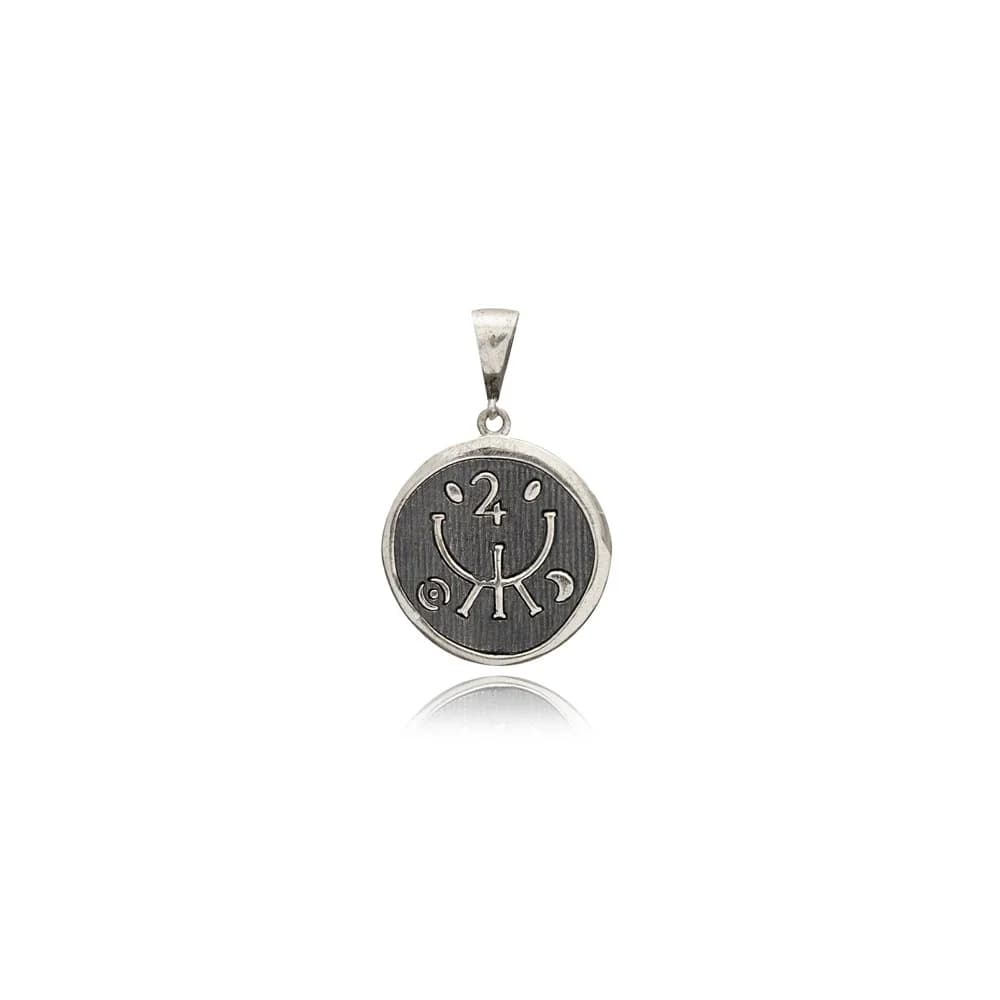 Yoga Symbol Medallion Charm Oxidized