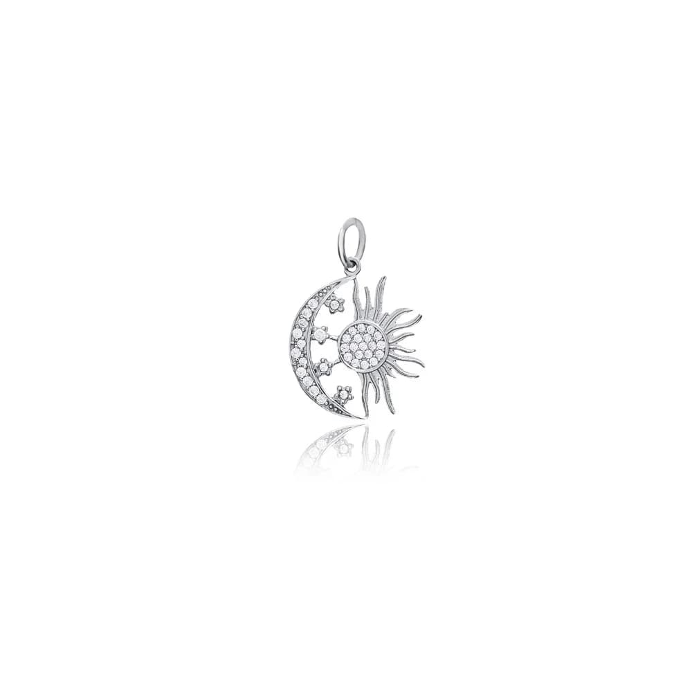 Crescent Moon Sun CZ Stone Charm Jewelry
