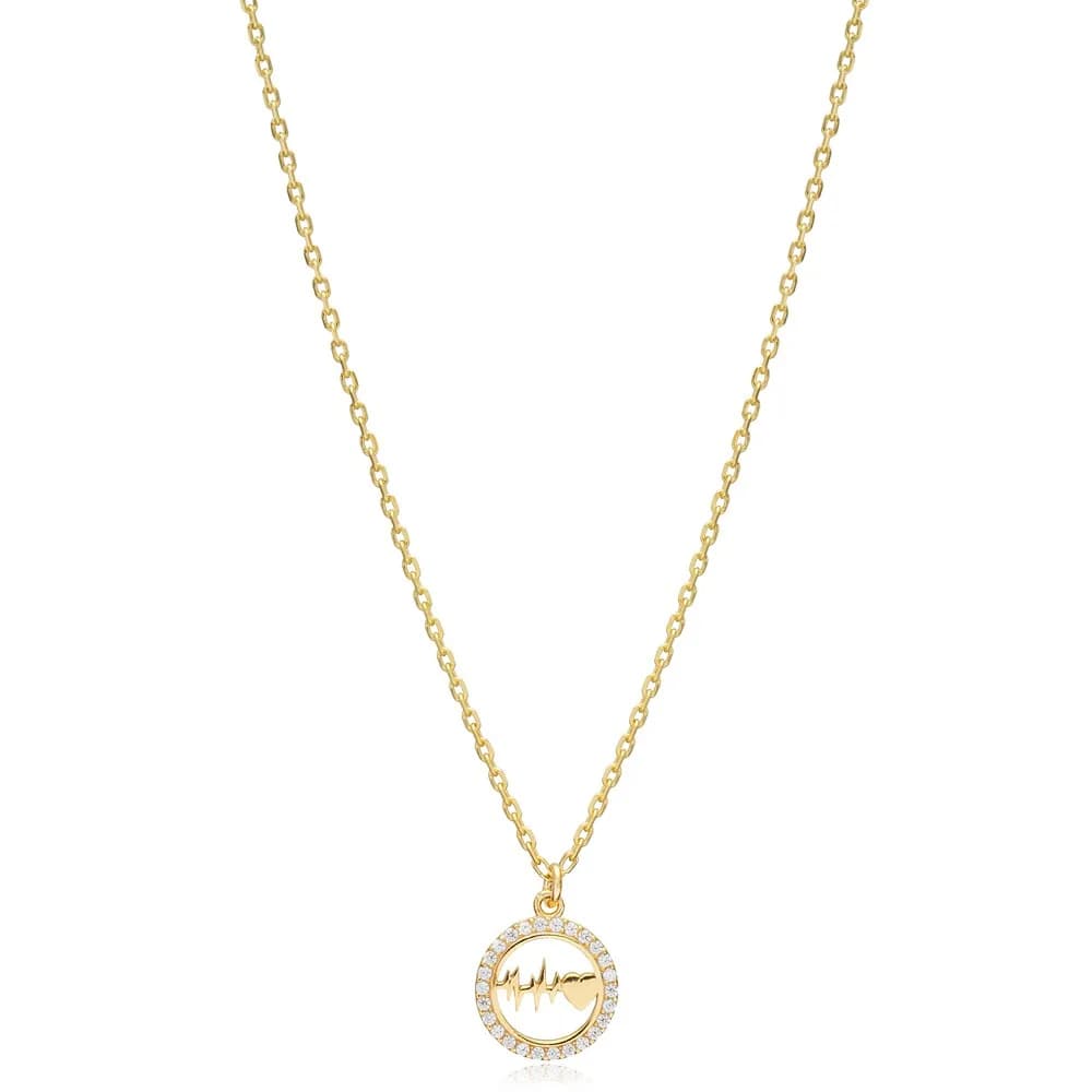 Ø12 mm Heartbeat Silver Charm Necklace 925 Silver Jewelry
