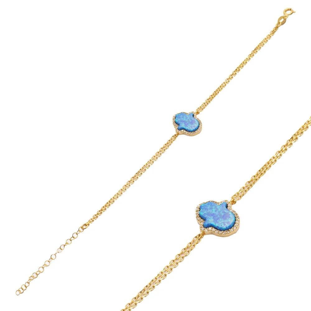 Opal Hamsa Bracelet In Turkish Wholesale 925 Sterling Silver Bracelet