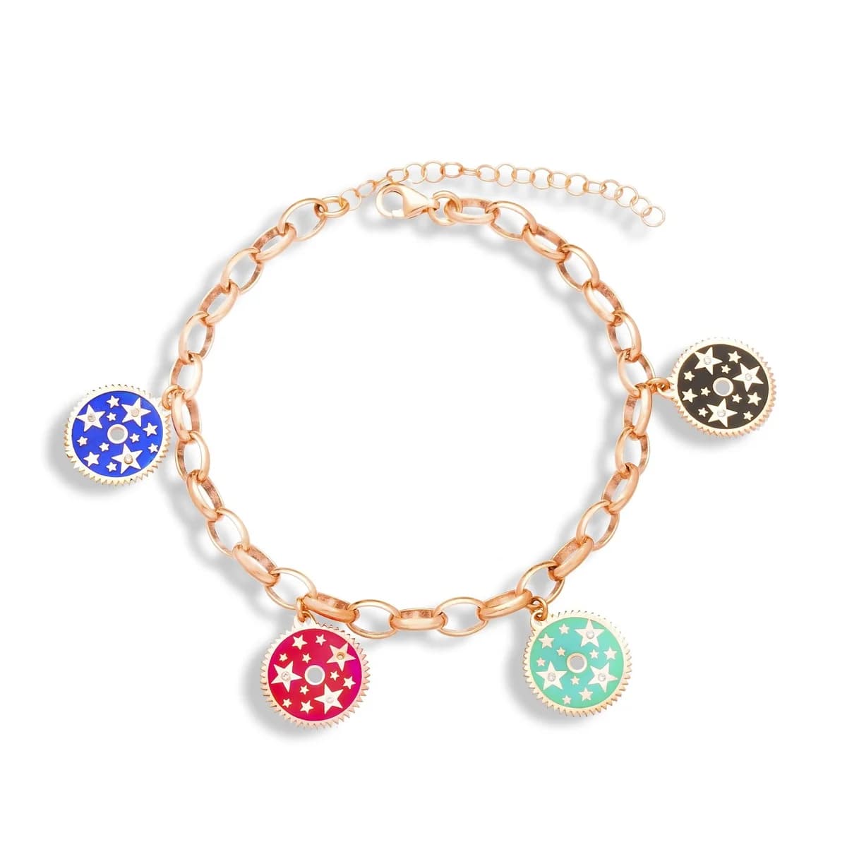 Enamel Charm Bracelet Wholesale 925 Sterling Silver Jewelry
