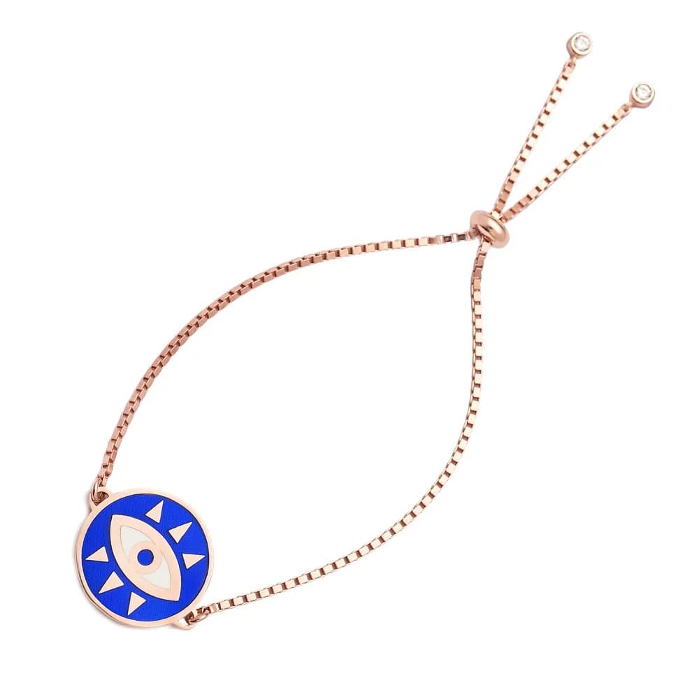 Turkish Adjustable Evil Eye Enamel Bracelet Wholesale 925 Sterling Silver Jewelry
