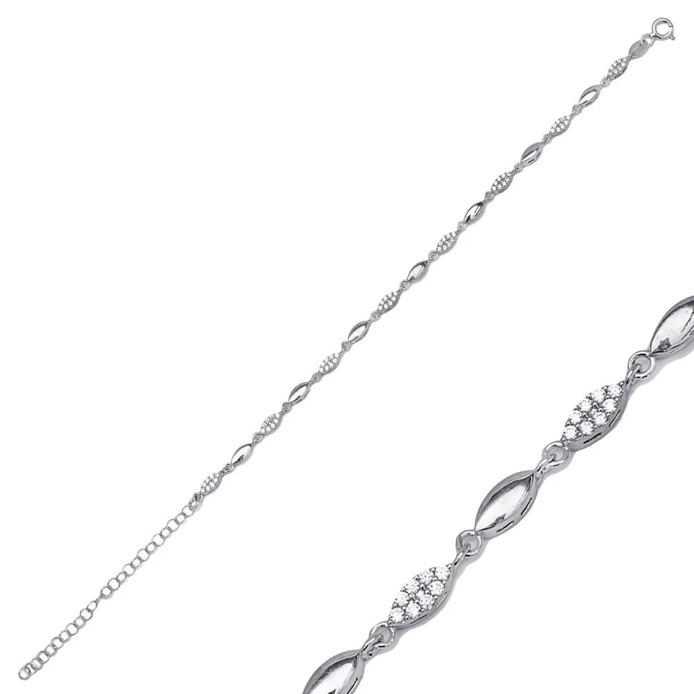 Geometric Shape Round Cut Zircon Stone Woman Chain Bracelet 925 Sterling Silver Jewelry