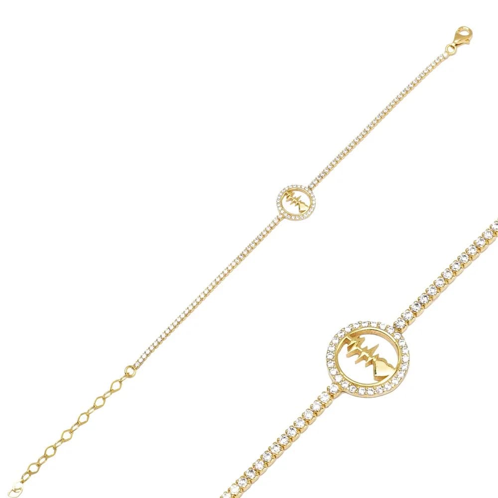Heartbeat Design Elegant Sterling Silver Tennis Bracelet