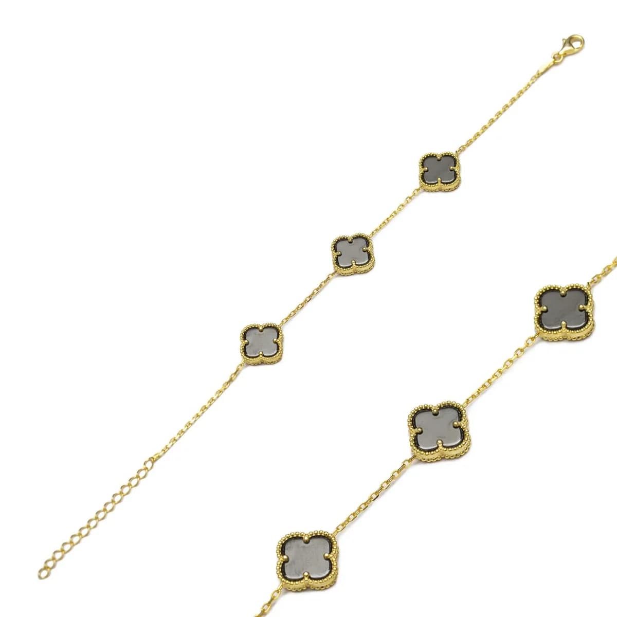 Three Motif Black Clover 925 Charm Bracelet