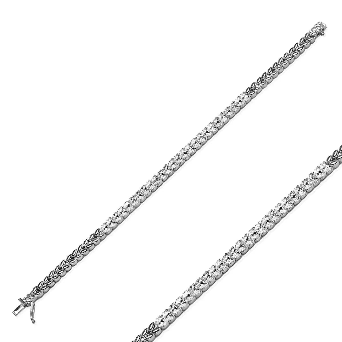 CZ Marquise Silver Leaf 925 Tennis Bracelet