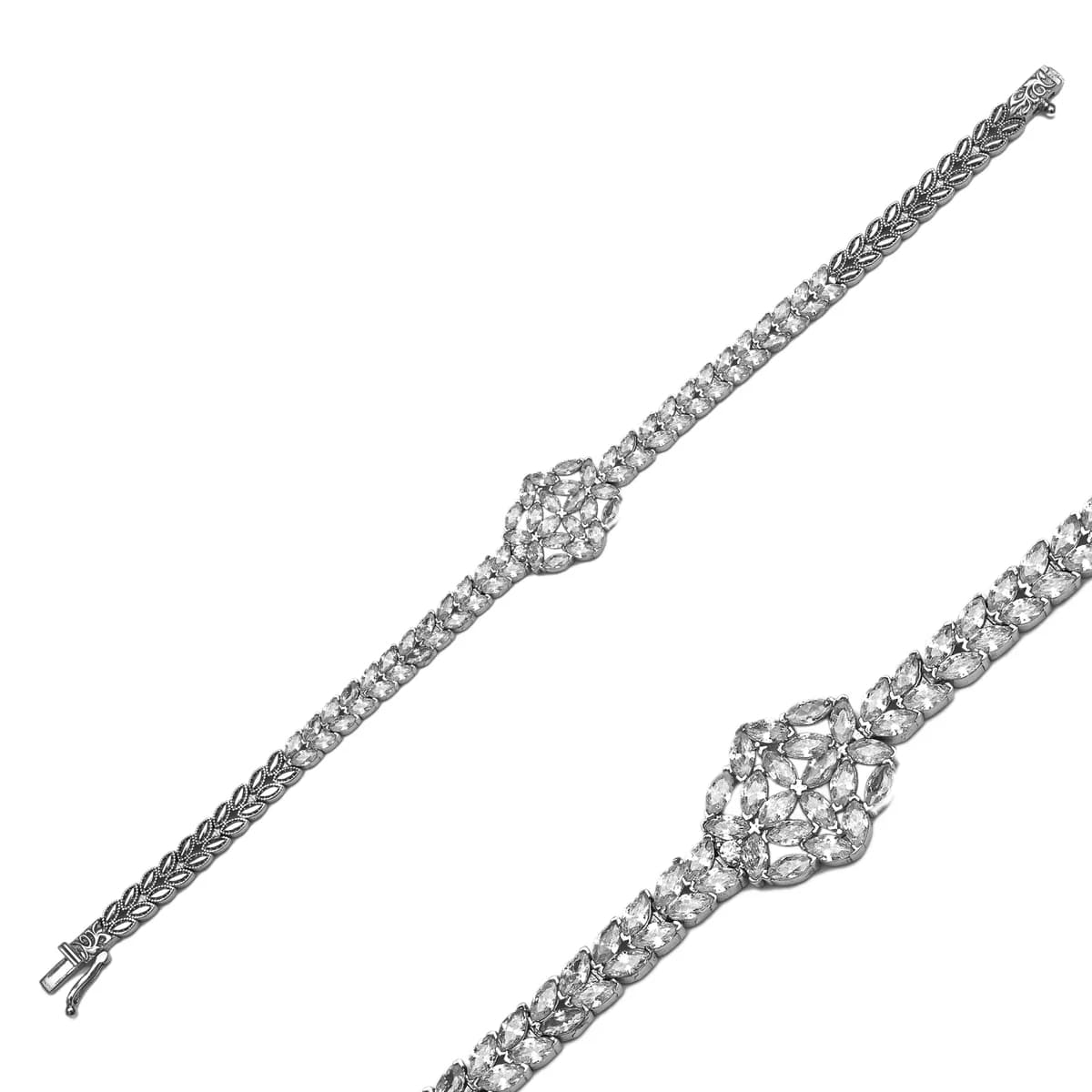 Marquise Cut Floral Medallion Tennis Bracelet