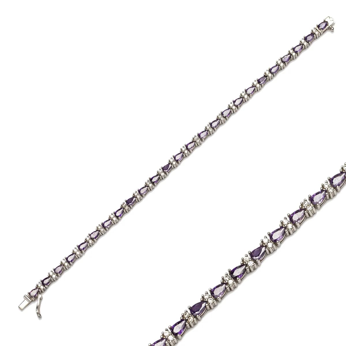 Amethyst Drop Cut 925 Tennis Bracelet