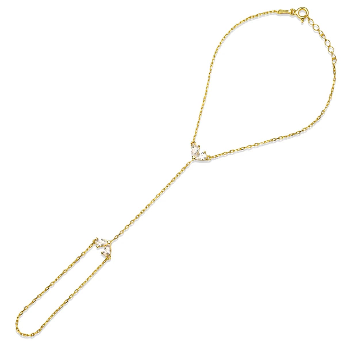 Teardrop Cut White CZ 925 Slave Bracelet