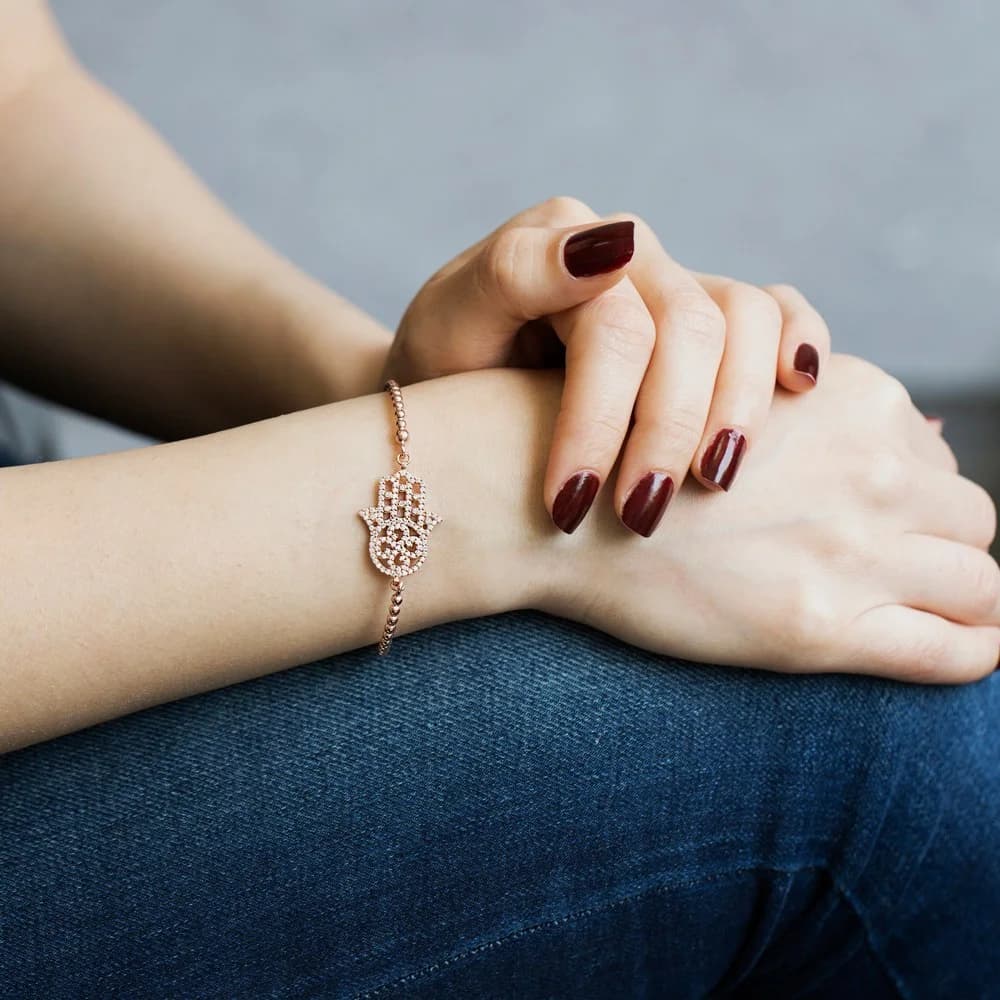 Turkish Wholesale Handcrafted Sterling Silver Delicate Hamsa Bracelet