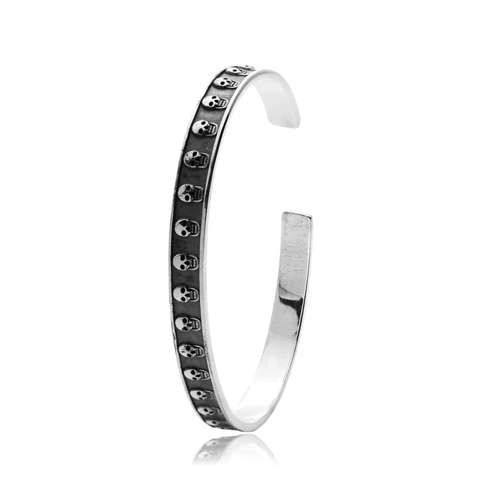 Skull Design Turkish 925 Silver Jewelry Cuff Bracelet